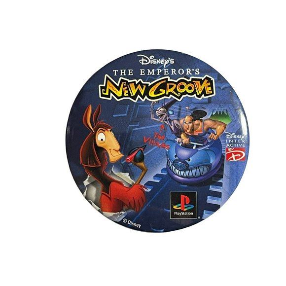 Vtg Pinback Circular Button Disney's The Emperor's New Groove Cartoon Nostalgic - Picture 1 of 3